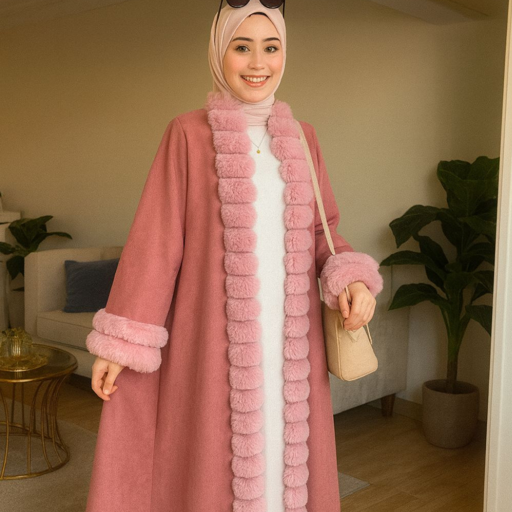 عبايه شمواه مبطنه بفرو ارنب