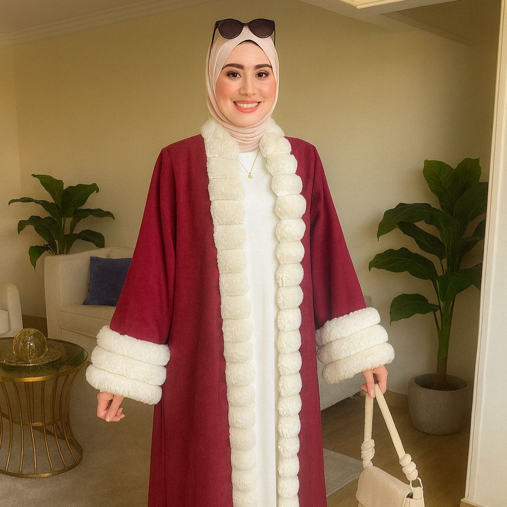 عبايه شمواه مبطنه بفرو ارنب