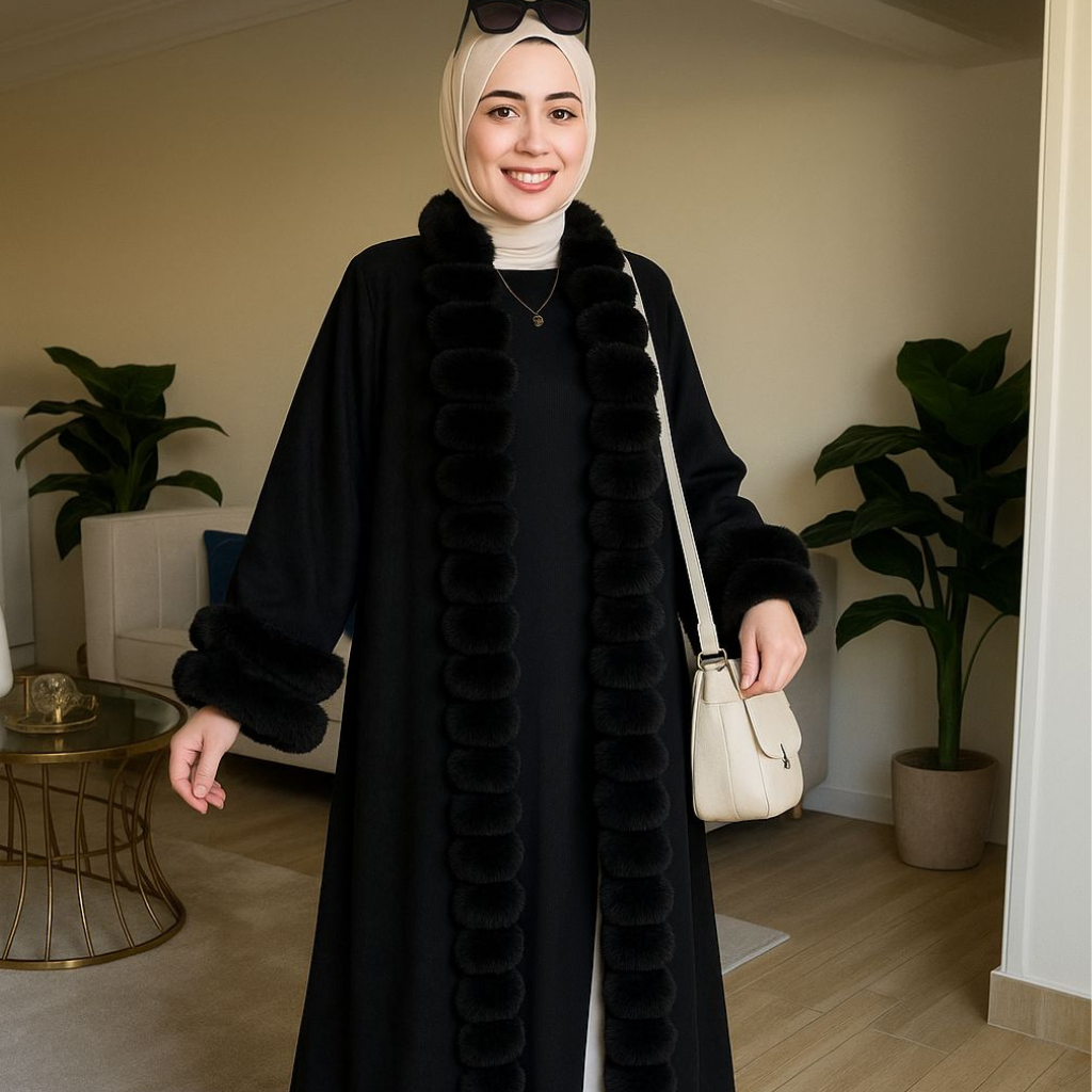 عبايه شمواه مبطنه بفرو ارنب