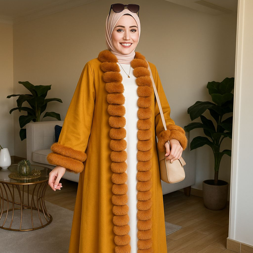 عبايه شمواه مبطنه بفرو ارنب